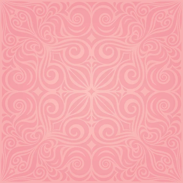 Floral Pink Vector Wallpaper Trendy Fashion Mandala Design Wedding Decorative — Stock Vector