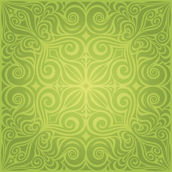 Green Floral Easter Decorative Ornate Pattern Vintage Wallpaper Vector Mandala — Stock Vector