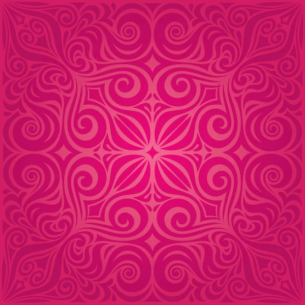 Red Flowers Gorgeous Decorative Floral Fashion Background Wallpaper Mandala Design — Stock Vector