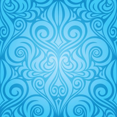Mavi vektör dekoratif arka plan kabile süs duvar kağıdı Vintage desen tasarım