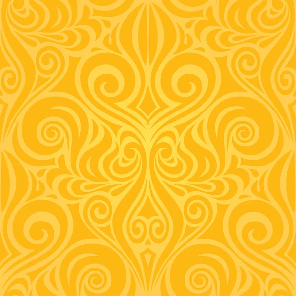 Yellow Wedding Wallpaper Background Pattern Vintage Design — Stock Vector