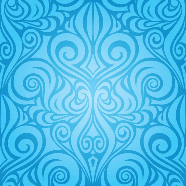Blue Vector Decorative Background Tribal Ornamental Wallpaper Vintage Pattern Design — Stock Vector