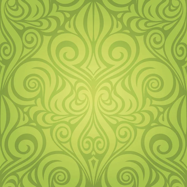 Floral Pasen Decoratieve Groene Sierlijke Patroon Vintage Behang Vector Voorjaar — Stockvector