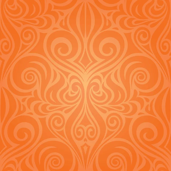 Orange Retro Style Colorful Floral Mandala Wallpaper Background Trendy Fashion — Stock Vector