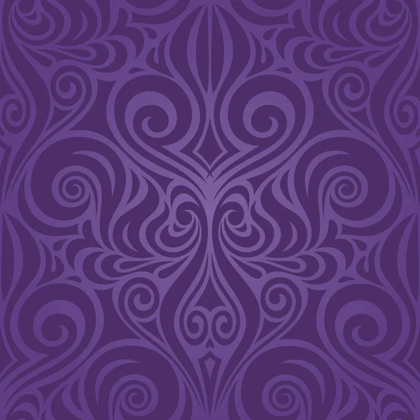 Violeta Púrpura Flores Ornado Vintage Patrón Sin Costuras Fondo Floral — Vector de stock