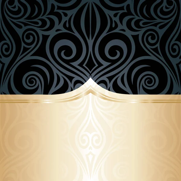 Σχέδιο Ταπετσαριών Μαύρο Χρυσό Πολυτελές Floral Ταπετσαρία Φόντο Trendy Μόδα — Διανυσματικό Αρχείο