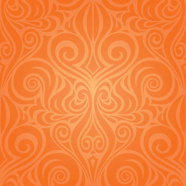 Orange Retro Stil Färgglada Blommor Mandala Tapet Bakgrund Trendigt Modedesign Stockvektor