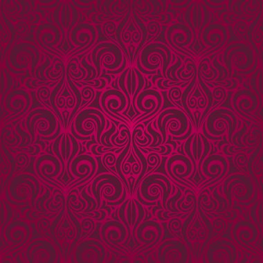 Koyu kırmızı dekoratif çiçekler, çiçek süslü dekoratif vektör desen tekrarlanabilir tasarım arka plan duvar kağıdı