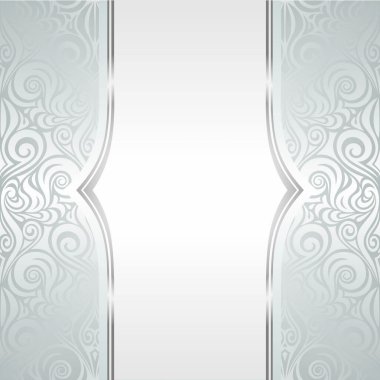 Gümüş parlak çiçek vintage süslü tasarlamak duvar kağıdı arka plan tasarımı ile kopya alanı