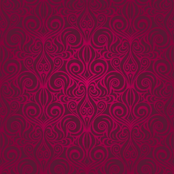 Fiori Decorativi Rosso Scuro Floreale Ornato Decorativo Modello Vettoriale Carta — Vettoriale Stock