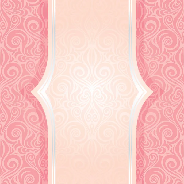 Roze Zilver Retro Decoratieve Uitnodiging Vector Behang Herhaalbare Design Met — Stockvector