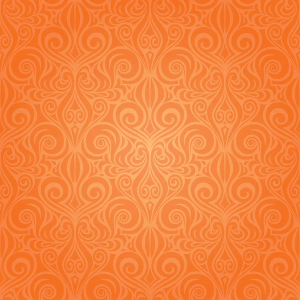 Pomarańczowy Retro Stylu Kolorowe Tapety Powtarzalnych Kwiatowe Tło Moda Modny — Wektor stockowy