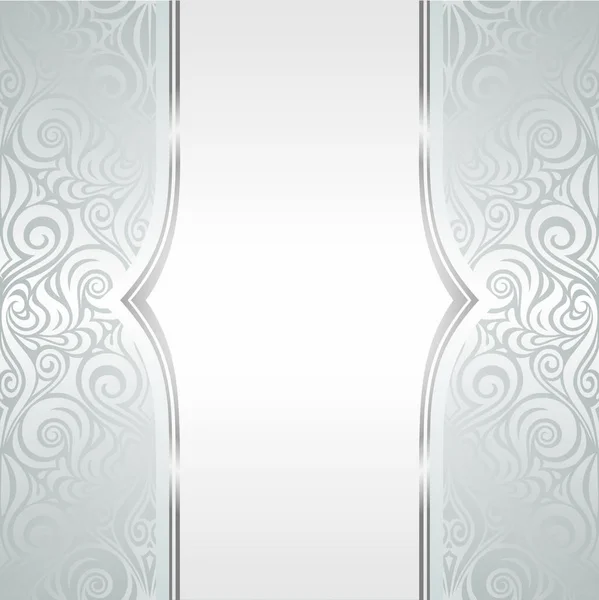 Srebrny Błyszczący Kwiatowy Kwiecisty Wzór Vintage Tapety Tło Miejsca Kopii — Wektor stockowy