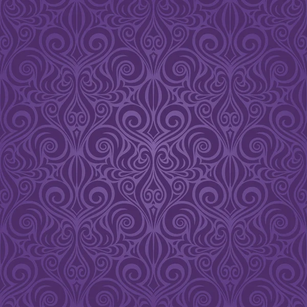 Violeta Púrpura Vintage Patrón Sin Costuras Fondo Floral Ornado Fondo — Vector de stock
