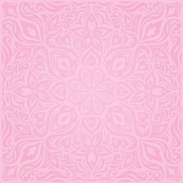 Bloemen Roze Vector Behang Trendy Mode Mandala Ontwerp Bruiloft Decoratieve — Stockvector