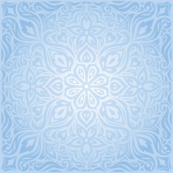 Blå Vektor Dekorativa Blommor Bakgrund Trendiga Blommig Dekorativa Tapet Mandala Vektorgrafik