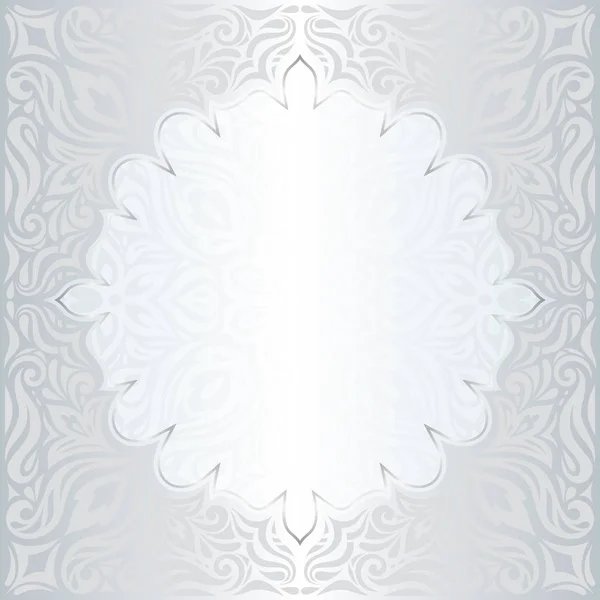 Silver Blankt Vintage Blommönster Tapet Bakgrund Mandala Design Trendigt Modedesign Royaltyfria illustrationer