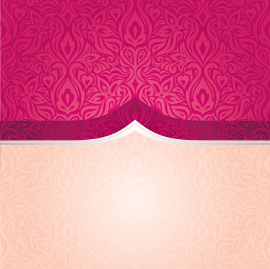 Vintage tarzı Retro çiçek kırmızı vektör desen duvar kağıdı tasarım şablonu