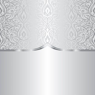 Gümüş parlak çiçek vintage desenli duvar kağıdı arka plan tasarımı