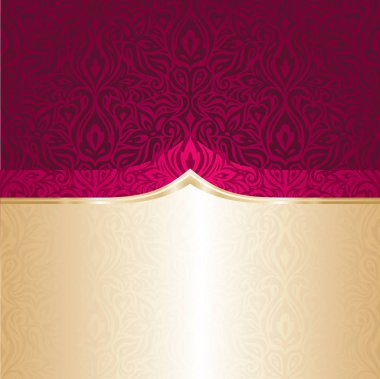 Arka plan çiçek kırmızı ve altın lüks vintage moda davetiye tasarım retro moda deseni