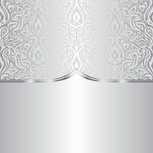 Argint Strălucitor Floral Model Vintage Tapet Design Fundal — Vector de stoc
