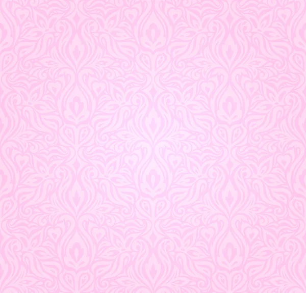 Wedding Floral Pink Decorative Vector Pattern Wallpaper Design — Stock Vector