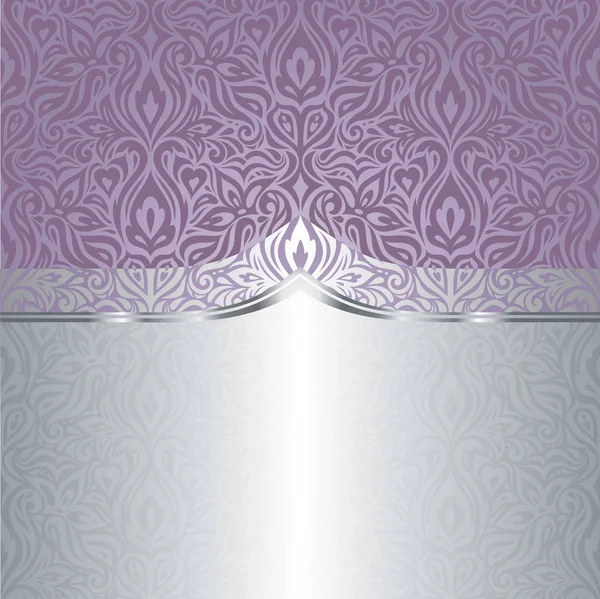 Nunta Floral Violet Argint Vector Vacanță Fundal Design — Vector de stoc