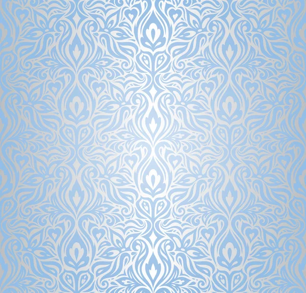 Kék Ezüst Virágos Háttérkép Zökkenőmentes Dekoratív Háttér Design Divat Trendi Stock Vektor