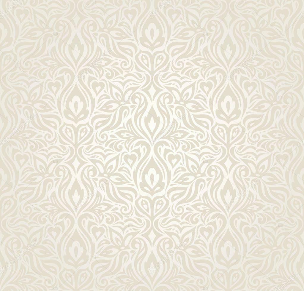 Wedding Floral decorative vintage Background Ecru Bege pale wallpaper pattern design