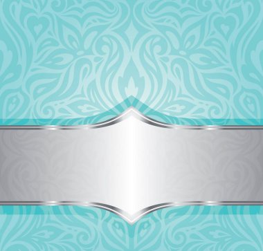 Turkuaz yeşil mavi çiçek vintage tatil daveti arka plan tasarım çiçek tatil duvar kağıdı deseni