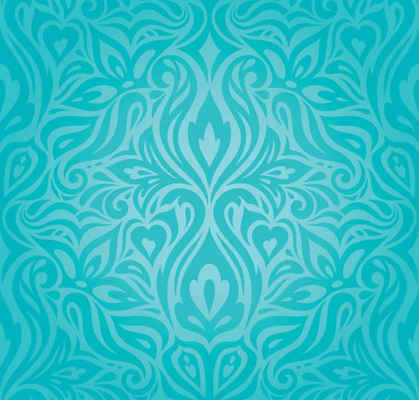 Бирюзовый Цветочный Праздник Винтажные Обои Обои Зеленый Синий Дизайн — стоковый вектор