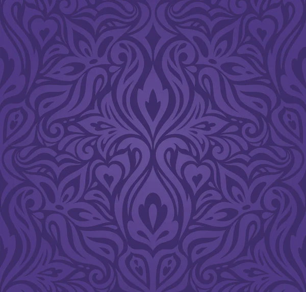 Violet Purple Floral Vintage Seamless Pattern Background Fashion Design Holiday — Stock Vector