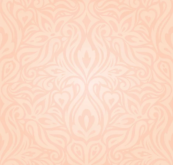 Wedding Floral Pale Ecru Pale Peach Decorative Vector Vintage Pattern — Stock Vector