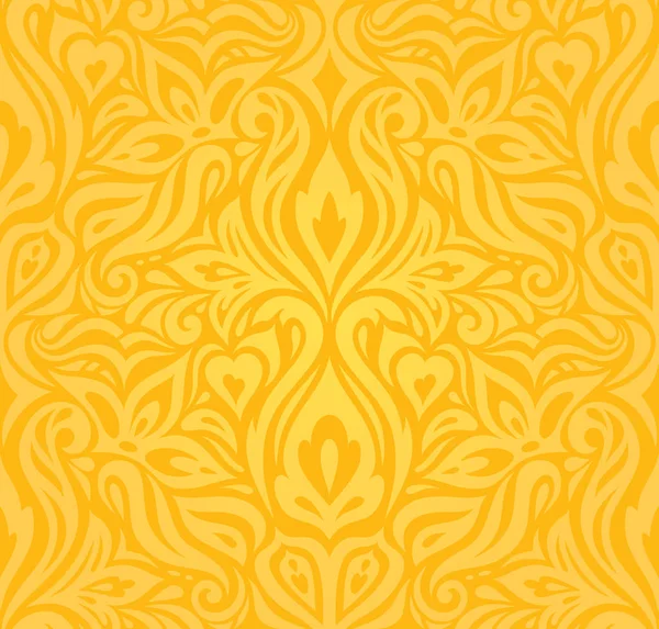 Amarelo Colorido Floral Papel Parede Fundo Floral Padrão Moda Design — Vetor de Stock