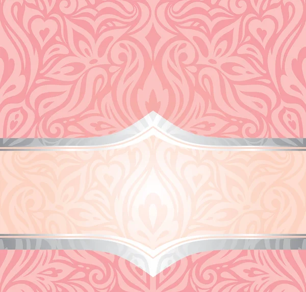 ピンク シルバー穏やかなビンテージ スタイルのレトロな装飾的な招待トレンディなベクトルの壁紙デザイン — ストックベクタ
