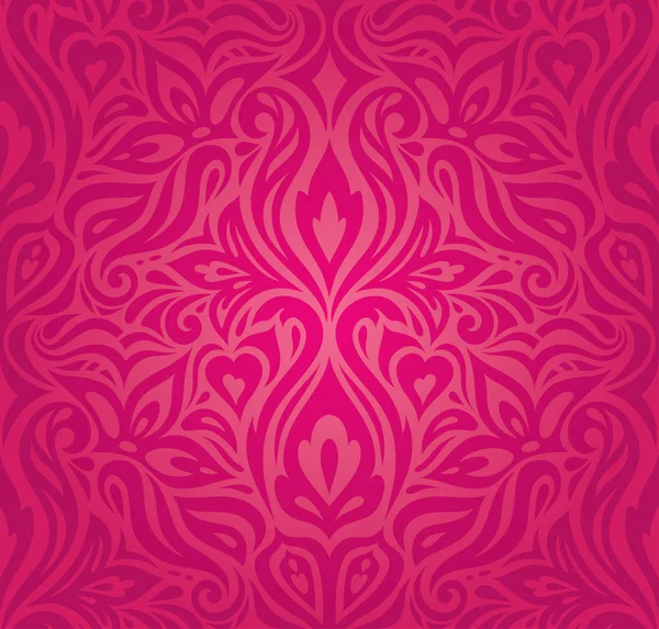 Красный Цветочный Декоративный Векторный Узор Обои Фон Винтажный Дизайн Моды — стоковый вектор