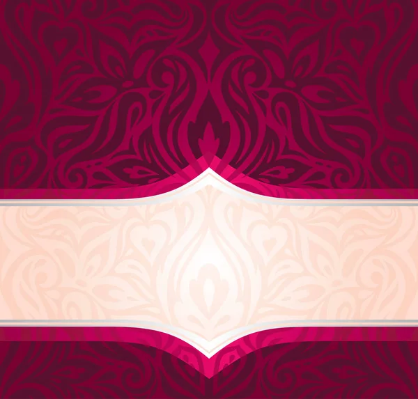 Königlich Rot Floralen Hintergrund Mit Silbernen Elementen Luxus Vintage Einladung — Stockvektor