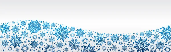 Vánoční Vektorové Vločky Web Banner Bílé Pozadí Modré Stříbrné Stříbrné — Stockový vektor