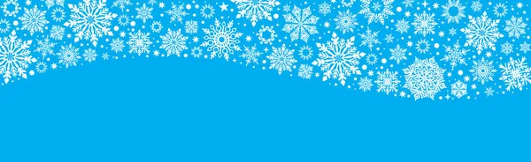 Karácsonyi Vector Hópelyhek Web Banner Kék Fehér Háttér Ezüst Hópelyhek — Stock Vector