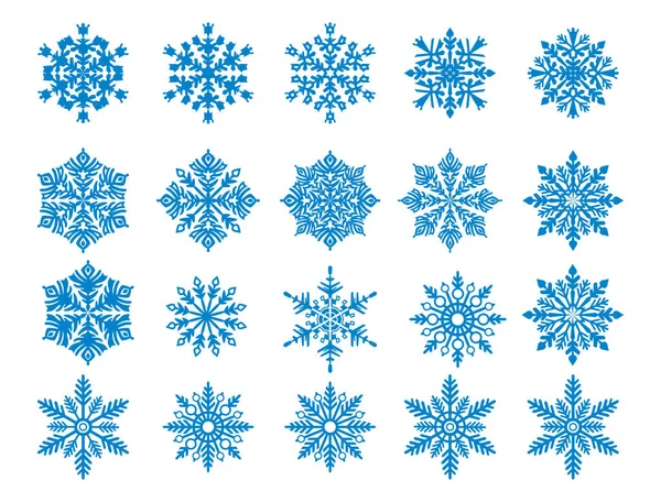 Vector Snowflake Set Blue Snowflake Isolated White Background — Stock Vector