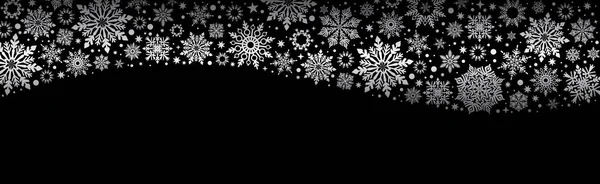 Vánoční Vektor Černý Web Banner Pozadí Stříbrné Vločky — Stockový vektor