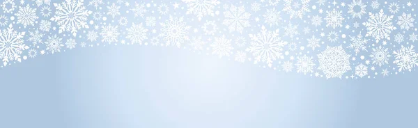 Flocos Neve Vetor Natal Azul Faixa Fundo Com Flocos Neve —  Vetores de Stock