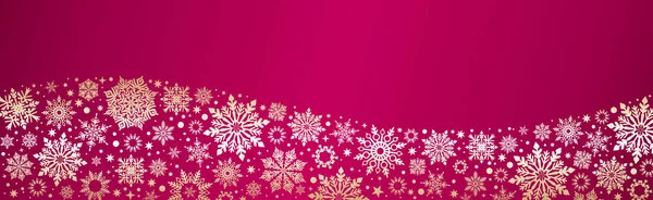 Διάνυσμα Χριστούγεννα Νιφάδες Χιονιού Κόκκινο Χρυσό Web Banner Φόντο Ασημένια — Διανυσματικό Αρχείο