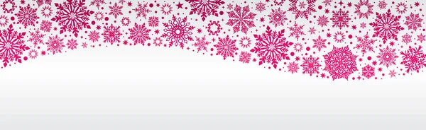 クリスマス ベクトル雪片 Web バナー銀雪の結晶白赤と銀の背景と空間をコピー — ストックベクタ