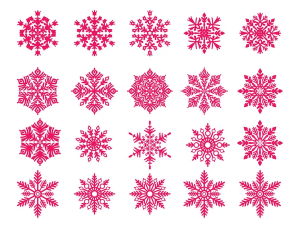 Vector Snowflake Set Red Snowflake Isolated White Background — Stock Vector