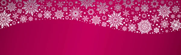 Navidad Vector Copos Nieve Rojo Plata Tela Banner Fondo Con — Vector de stock