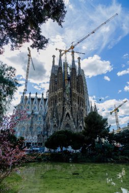 Barselona, Ispanya 'da La Sagrada Familia manzaralı manzaralı