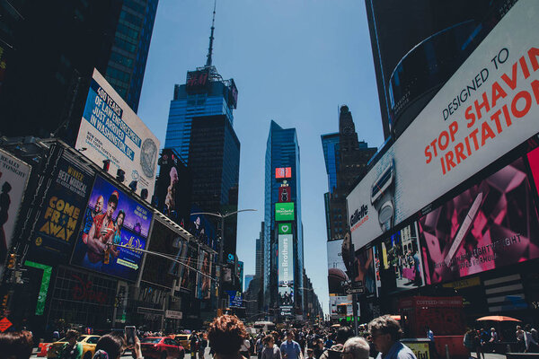 Scenic view of colorful Times Square in New York, USA