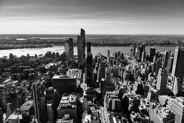 Scenic aerial view of Manhattan island, New York, USA