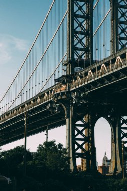 Ünlü Manhattan Köprüsü'nün manzara manzarası, New York, Abd